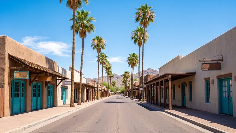 Bright view of Scottsdale with desert plants and mountains
