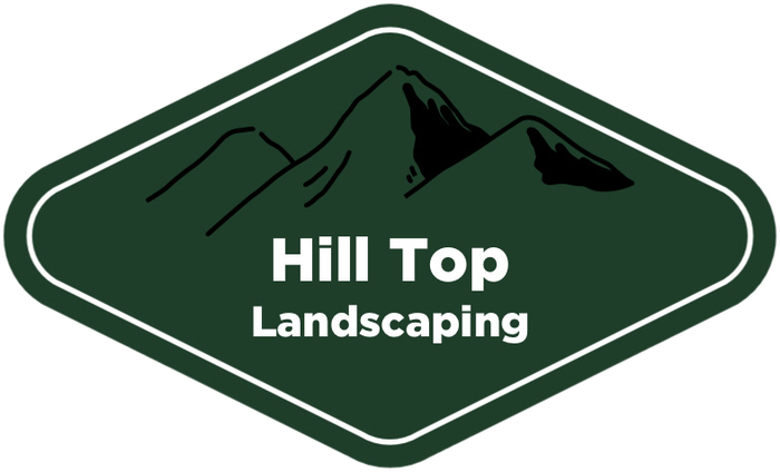 HillTop Landscaping logo, a mountain badge